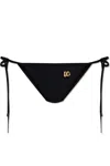 Dolce & Gabbana Logo-plaque Side-tie Bikini Bottom In Black