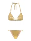 Dolce & Gabbana Triangle Bikini With Dg Logo In Gold
