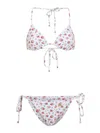 Dolce & Gabbana Small Rose-print Triangle Bikini In Multi