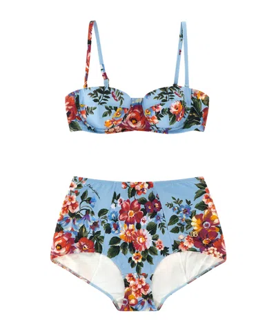 Dolce & Gabbana Bikini Top And Swim Trunks Two-piece Set In Brown