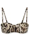 Dolce & Gabbana Bikini Top With Iconic Animalier Print And Pvc Clutch In Multicolor