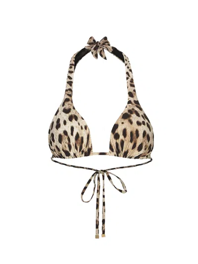 DOLCE & GABBANA BIKINI TOP WITH ANIMAL PRINT