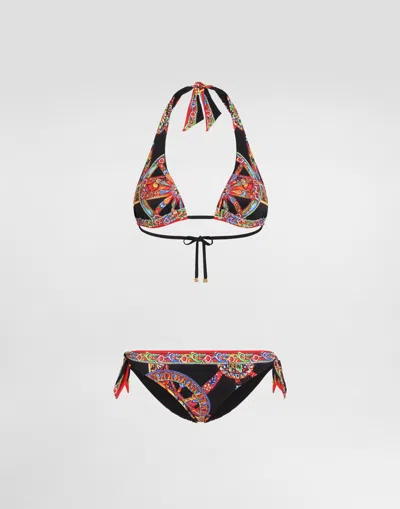 Dolce & Gabbana Bikini Triangle À Imprimé Carretto In Multicolor