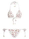Dolce & Gabbana Small Rose-print Triangle Bikini In White