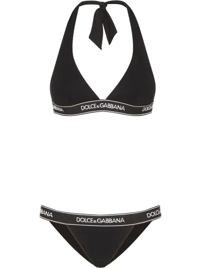 Dolce & Gabbana Logo Band Two-piece Bikini In Black