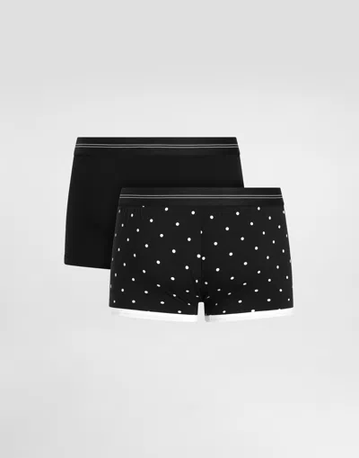 Dolce & Gabbana Bi-pack Cotton Jersey Boxers In Multicolor