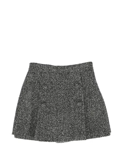 Dolce & Gabbana Kids' Birdseye Wool Blend Skirt In Gray