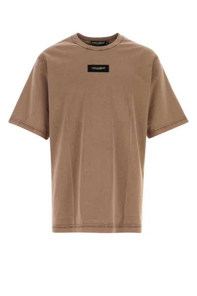 Dolce & Gabbana Biscuit Cotton Oversize T-shirt In Brown