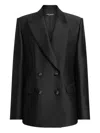 Dolce & Gabbana Tech-gabardine Double-breasted Blazer With Satin Peak Lapel In Black