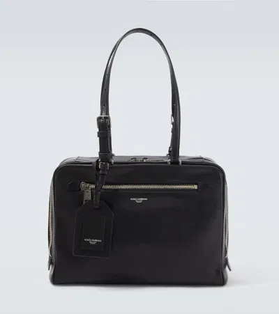 Dolce & Gabbana Leather Tote Bag In Black