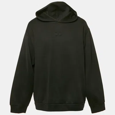 Pre-owned Dolce & Gabbana Black 3d Logo Cotton Knit Hoodie L