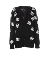 Dolce & Gabbana Jacquard Logo Knit Long Cardigan In Black