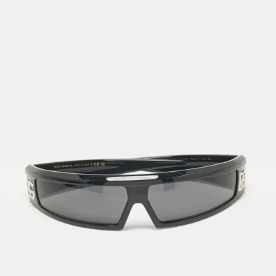 Pre-owned Dolce & Gabbana Black Acetate Dg6181 Shield Sunglasses