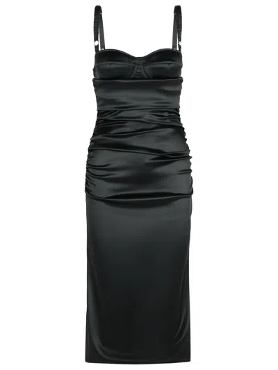 Dolce & Gabbana Stretch Satin Midi Dress In Black
