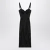 Dolce & Gabbana Satin Bustier Longuette Dress In Black