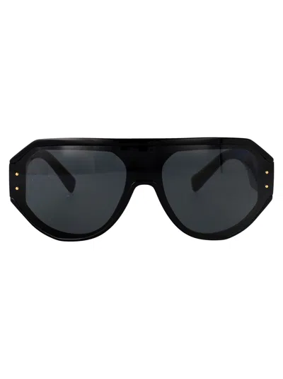 Dolce & Gabbana Black Acetate Sunglasses In Metallic