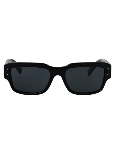 Dolce & Gabbana Black Acetate Sunglasses In Pattern