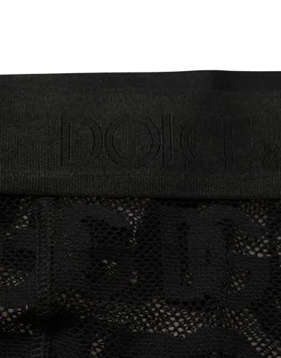 Dolce & Gabbana Black All Over Logo Print Sheer Pantyhose Underwear Cotton Nylon Elastane Clothing