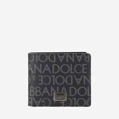 DOLCE & GABBANA BLACK ALL-OVER MONOGRAMMED WALLET