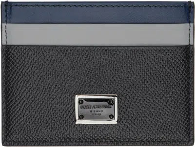 DOLCE & GABBANA BLACK & BLUE DAUPHINE CARD HOLDER
