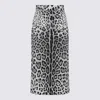Dolce & Gabbana Leopard Print Charmeuse Longuette Skirt In Leo F.do Nero