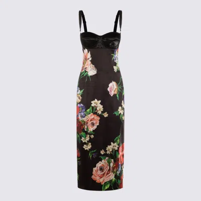 Dolce & Gabbana Black And Multicolor Midi Dress