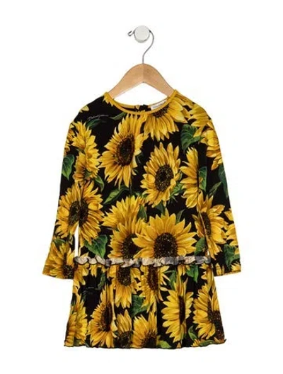 Pre-owned Dolce & Gabbana Babies' Black And Multicolor Patterned Long Sleeve Dress With Zip Closure