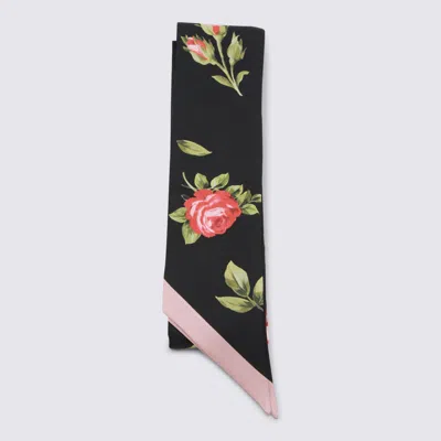 Dolce & Gabbana Black And Pink Silk Scarf