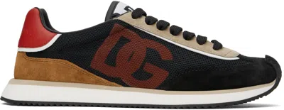 DOLCE & GABBANA BLACK & RED 'DG' CUSHION SNEAKERS