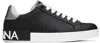 Dolce & Gabbana Portofino Sneakers In Nappa Calfskin With Cushioned Footbed In Nero/argento