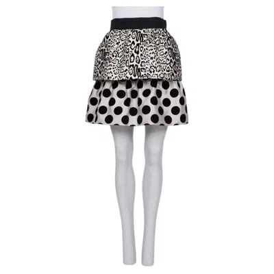 Pre-owned Dolce & Gabbana Black & White Animal Print Silk Pencil Skirt It 40