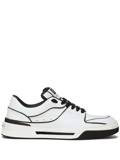 DOLCE & GABBANA BLACK AND WHITE CALFSKIN 'NEW ROMA' SNEAKERS