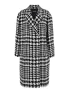 Dolce & Gabbana Black And White Coat With All-over Check Motiv In Wool Blend Woman