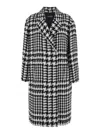 Dolce & Gabbana Black And White Coat With All-over Check Motiv In Wool Blend Woman In Black