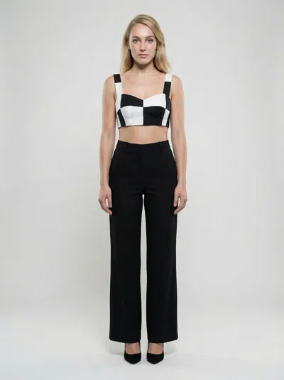 Dolce & Gabbana Color-block Stretch Crop Top In Black