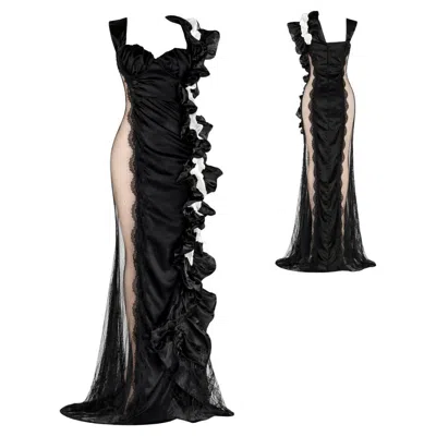 Pre-owned Dolce & Gabbana Black & White Lingerie Inspired Evening Gown Fall 2004 Size 42it