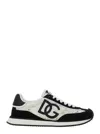 Dolce & Gabbana Black And White Low Top With Lace Details And Dg Patch On The Side In Fabric And Suede Blend Woman