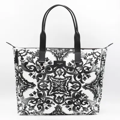 DOLCE & GABBANA BLACK AND WHITE MAJOLICA TOTES
