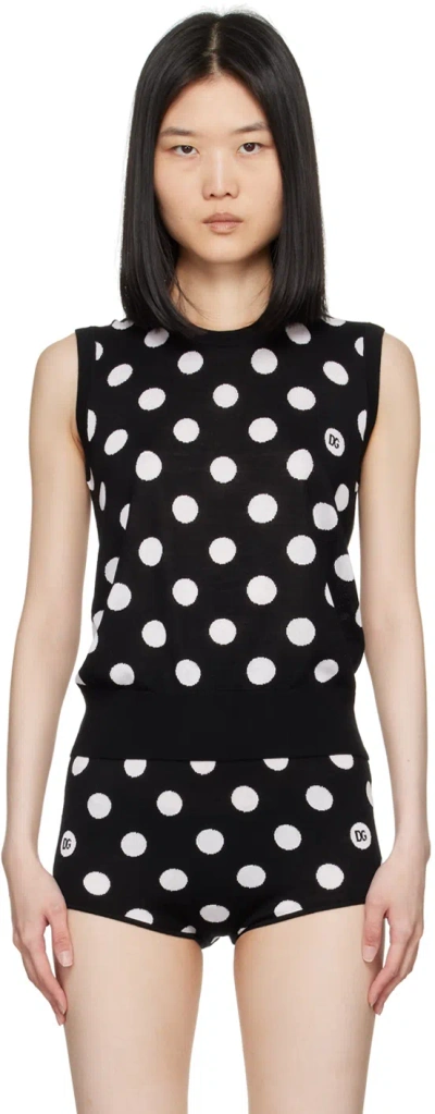 DOLCE & GABBANA BLACK & WHITE POLKA DOT TANK TOP