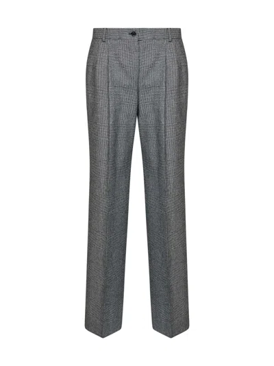 Dolce & Gabbana Black And White Prince Of Wales Check Wool And Cashmere Straight-leg Trousers