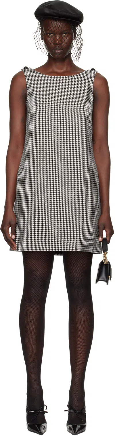 Dolce & Gabbana Black & White Sleeveless Houndstooth Wool Minidress In S8100 Quadri-check-t