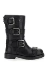 Dolce & Gabbana Black Ankle Boots With All-over Buckles In Leather Woman In Black
