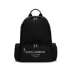 Dolce & Gabbana Sleek Black Backpack With Prominent White Logo Print In Black