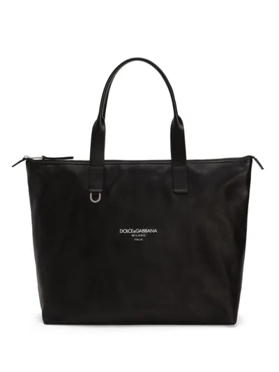 Dolce & Gabbana Black Bag With Top Zip And Rolled Handles