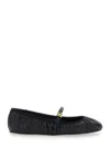 Dolce & Gabbana Black Ballerinas With Metallic Logo And Strap In Leather Woman In Black
