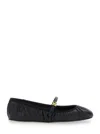 Dolce & Gabbana Black Ballerinas With Metallic Logo And Strap In Leather Woman