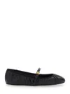 Dolce & Gabbana Black Ballerinas With Metallic Logo And Strap In Leather Woman In Multicolor