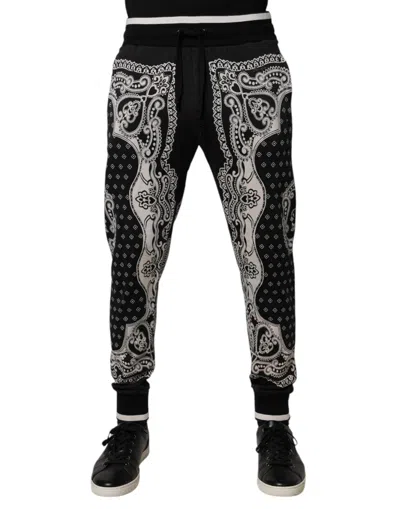 Dolce & Gabbana Black Bandana Cotton Jogger Men's Pants