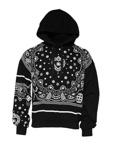 Pre-owned Dolce & Gabbana Black Bandana Hooded Men Sweatshirt Men's Sweater ()