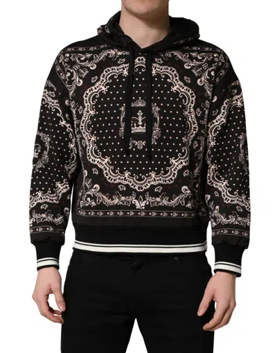 Pre-owned Dolce & Gabbana Black Bandana Print Cotton Men Hoodie Men's Sweater ()